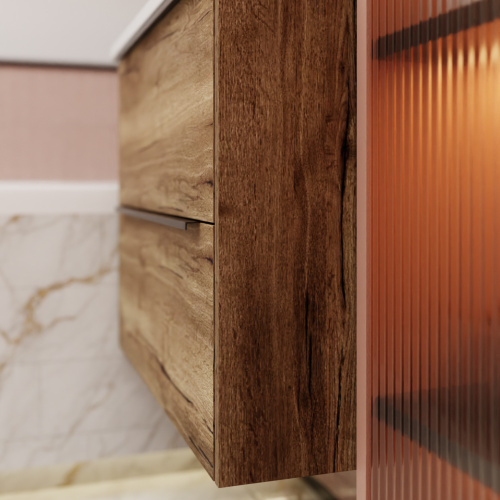 Тумба под раковину La Fenice Tesoro FNC-01-TES-DGT-100-2 99х44х62 подвесная цвет темно-коричневый матовый - фото 3