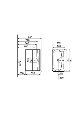 Тумба с раковиной Vitra Nest Trendy 56147 80х45х37 подвесная цвет натуральное дерево - фото 3