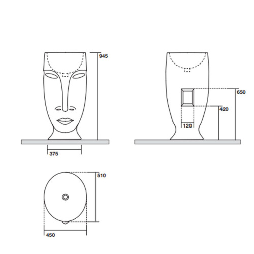 Раковина из сантехнического фарфора Kerasan Artwork 474001 45х51 напольная цвет белый без отверстий под смеситель - фото 2