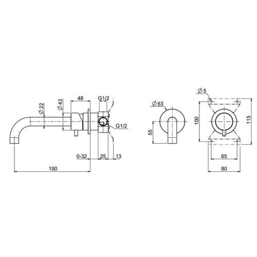 Смеситель для раковины QuadroDesign Source 1313.00AS встраиваемый в стену нержавеющая сталь - фото 2