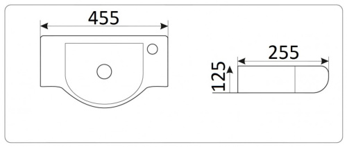 Раковина из санфаянса CeramaLux 9306 46х26 подвесная цвет белый 1 отверстие под смеситель - фото 2