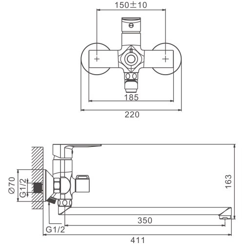 Смеситель для ванны и душа BELZ B22678 настенный хром - фото 2