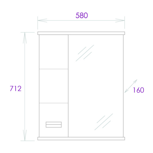 Зеркало-шкаф Onika Балтика 205848 58х16х71 подвесной - фото 3