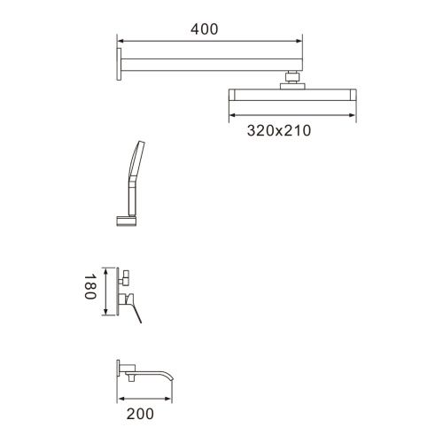 Душевая система Shevanik S4035T встраиваемая в стену цвет оружейная сталь - фото 3