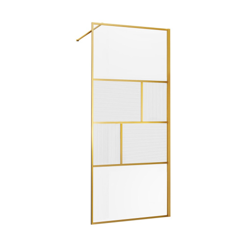 Душевая перегородка Vincea Walk in HC Art VSW-1HC120CFBG 120х200 стекло прозрачное/рифленое профиль золото брашированное - фото 3