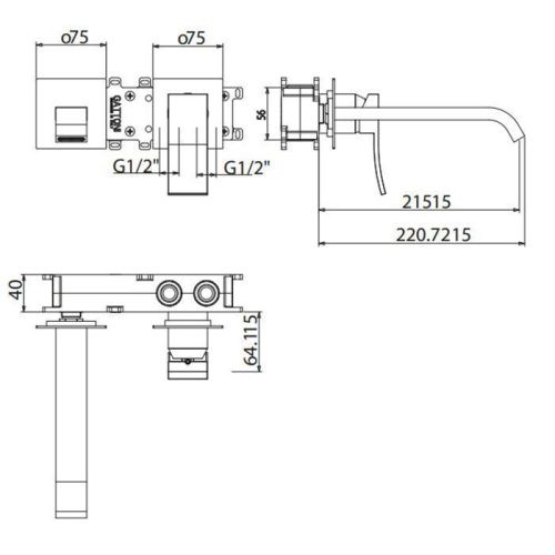 Смеситель для раковины Gattoni ELY 8839/88C0 настенный хром - фото 2