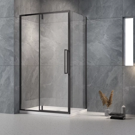 Душевой уголок Veconi Rovigo RV034B-12090-01-C7 120х90 стекло прозрачное профиль черный без поддона
