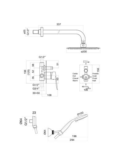 Душевая система Fiore 81NN7557 встраиваемая в стену цвет черный - фото 3