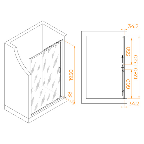 Душевая дверь RGW Passage 41081413-110 130х195 стекло прозрачное профиль сатин - фото 2