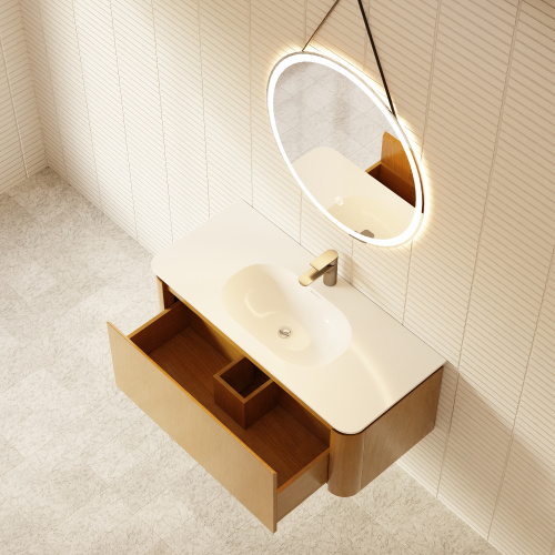 Тумба с раковиной+зеркало Art Decco Coco (Коко) ACC10W14S1M0 100x45x40 подвесная цвет белый дуб - фото 3