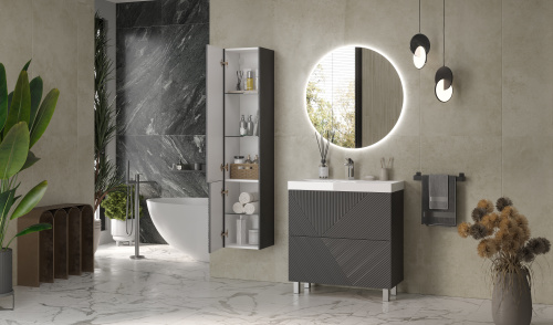 Пенал Velvex EDGE 35х29х15 pp.EDG.35 графит подвесной цвет графит - фото 3