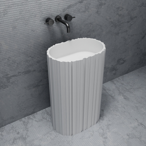 Раковина из искусственного камня Abber STEIN AS2551-H 58х38 напольная цвет белый матовый без отверстий под смеситель - фото 3