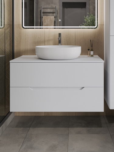 Тумба с раковиной Orange Line Li-100TuwMDF+B05-520W 101х46х68 - фото 3