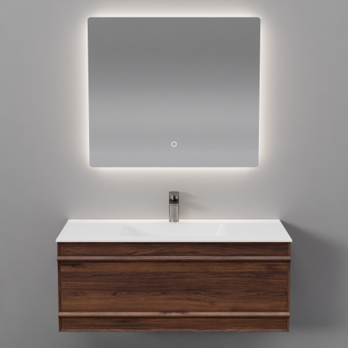 Тумба с раковиной+зеркало Art Decco Bridget (Бриджит) ABR10W22S2MF 100x45x40 подвесная цвет черный орех - фото 5