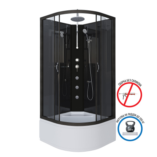 Душевая кабина Niagara Classic 65081434BKTG 90х90 четверть круга без крыши ориентация универсальная - фото 2