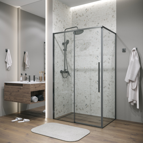 Душевая перегородка Grossman Galaxy 200.K33.01.90.42.00 90х195 стекло прозрачное профиль графит - фото 3