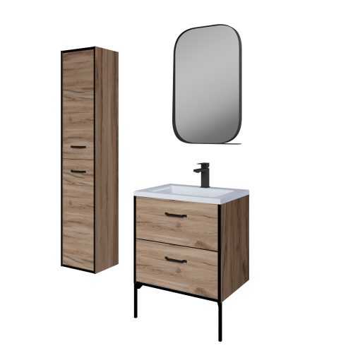 Шкаф-пенал Grossman Неро 303021 35х27х167 подвесной цвет альпийский дуб/черный - фото 2