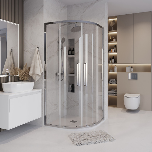 Душевой уголок Grossman Cosmo 301.K33.02.9090.10.00 90х90 стекло прозрачное профиль хром глянцевый без поддона - фото 4