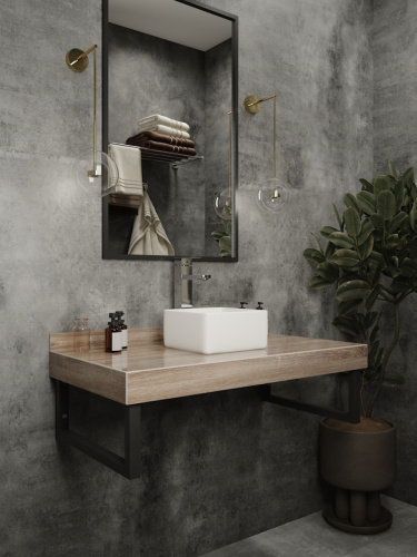 Столешница Teymi Helmi T150409 90х50 подвесная цвет коричневый - фото 4