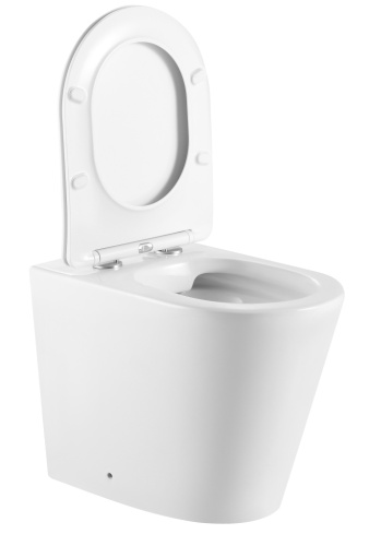 Унитаз приставной Iberica Blanca Burgos alto IB.BRA.331.1B1 белый с сиденьем микролифт безободковый каскадный смыв - фото 4