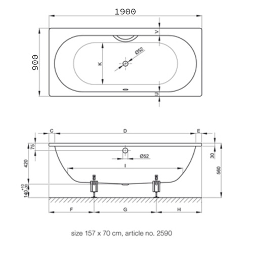 Ванна стальная Bette Starlet 1830-000 PLUS 190х90 встраиваемая прямоугольная без ножек - фото 2