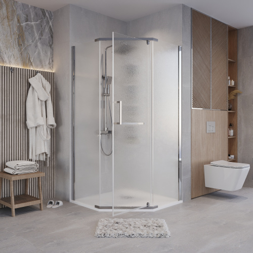 Душевой уголок Grossman Pragma 302.K33.03.1010.10.02 100х100 стекло текстурное профиль хром глянцевый без поддона - фото 5