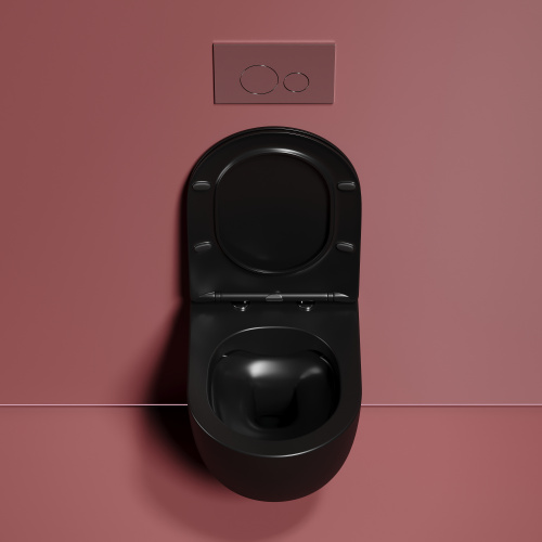 Унитаз подвесной Ceramica Nova MODENA CN6063MB черный матовый с сиденьем микролифт безободковый душевой смыв - фото 4
