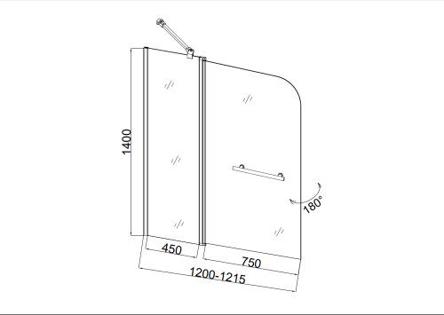 Душевая шторка на ванну Taliente TA-1214MP(L) 120х140 стекло рифленое профиль хром глянцевый ориентация левая - фото 3