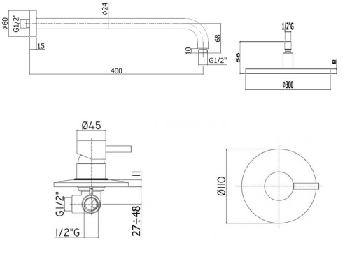 Душевая система Paffoni Light KITLIG011BOKING встраиваемая в стену - фото 4