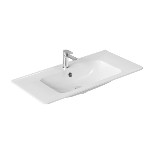 Раковина из искусственного камня Vincea VCB-2VP100W 100х47 встраиваемая цвет белый 1 отверстие под смеситель