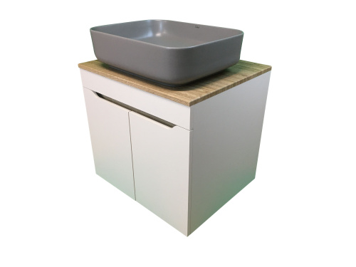 Тумба с раковиной Sintesi STL.W7023_SIN-LVB-APP-409GM 60х55х50 подвесная цвет темно-серый/коричневый - фото 2