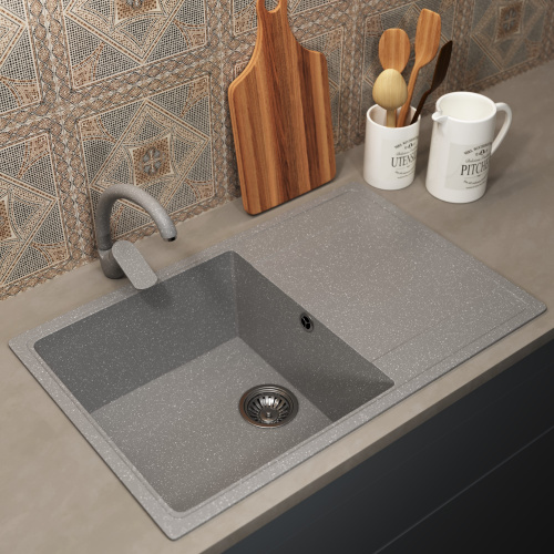 Кухонная мойка Uperwood ECON UPD-507 4010202110 74х48 цвет светло-серый - фото 2