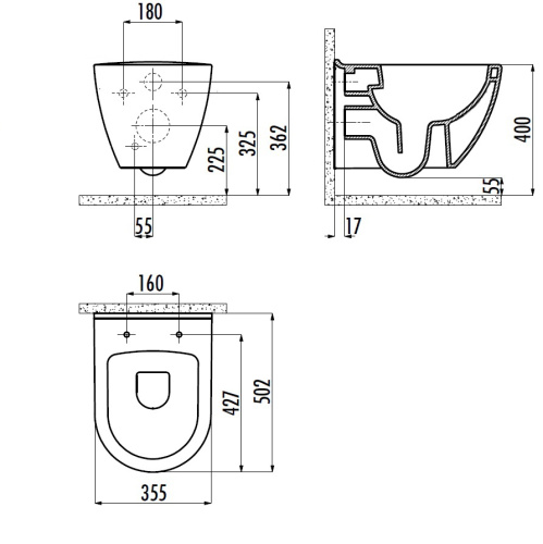 Чаша унитаза подвесная Creavit Terra TP329-11CB00E-0000 цвет белый без сиденья смыв торнадо - фото 2