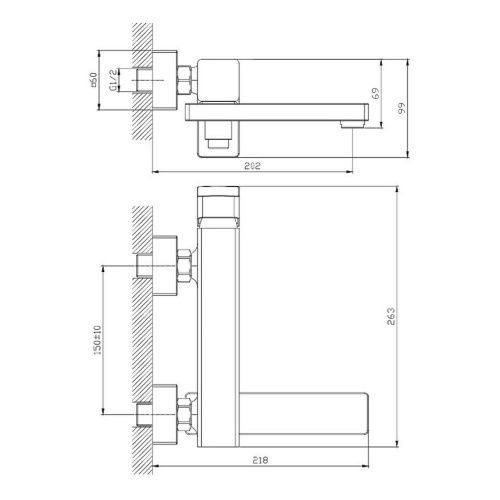 Смеситель для ванны и душа Raglo R30 R30.30.06 настенный черный - фото 2