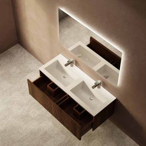 Тумба с раковиной+зеркало Art Decco Camilla (Камилла) ACM12W22D1M0 120x45x40 подвесная цвет черный орех - фото 3