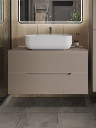 Тумба с раковиной Orange Line Li-100TuLMDF+B03-600W 101х46х68 - фото 3