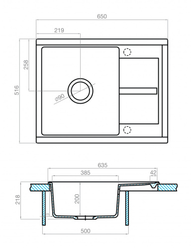 Кухонная мойка Aquaton Делия 65 1A718632DE280 65х52 цвет коричневый поверхность матовая - фото 3