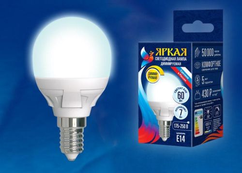 Лампа светодиодная диммируемая Uniel LED-CW37 7W/3000K/E14/FR/DIM PLP01WH картон - фото 2