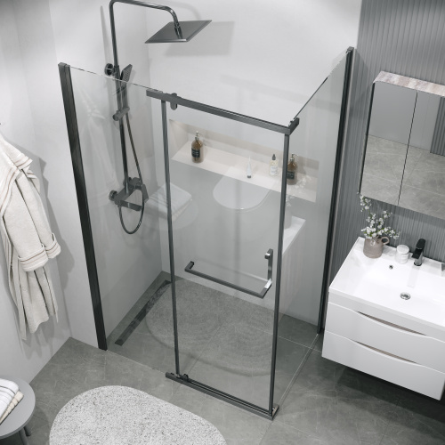 Душевой уголок Grossman Pragma 120.K33.03.1290.42.00 120х90 стекло прозрачное профиль графит матовый без поддона - фото 4