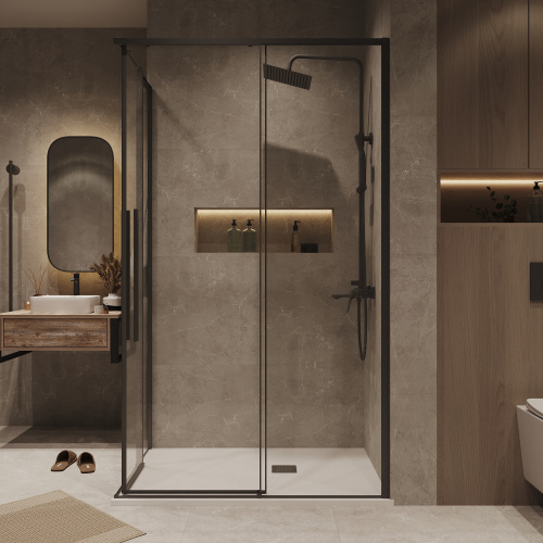 Душевой уголок Grossman Galaxy 300.K33.01.9070.21.00 90х70 стекло прозрачное профиль черный матовый без поддона - фото 5