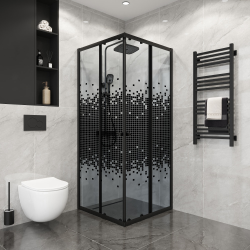 Душевой уголок Niagara Eco NG-1009-14QBLACK 89х89 стекло матовое профиль черный матовый без поддона - фото 3