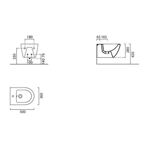 Биде GSI Pura 8864111_УЦ/2 подвесное (черные точки на эмали) - фото 2