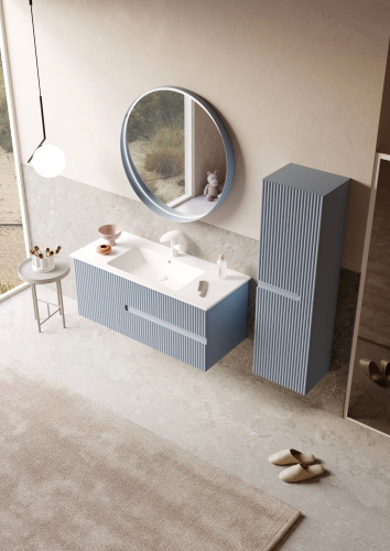 Шкаф-пенал Orka Moonlight 3001323 40х27х138 подвесной цвет голубой матовый - фото 3