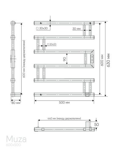 Полотенцесушитель электрический Indigo Muza DGM60-50BRRt 50х65 черный - фото 4