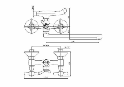 Cмеситель для ванны и душа Haiba HB2125 настенный хром - фото 2