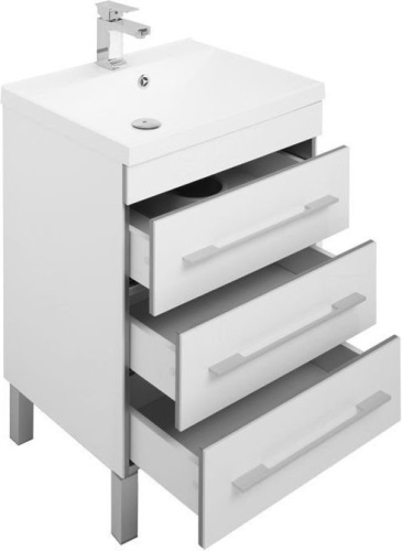 Комплект мебели: тумба с раковиной + зеркало-шкаф Aquanet Верона 00287656 58x48x155 напольный цвет белый - фото 4