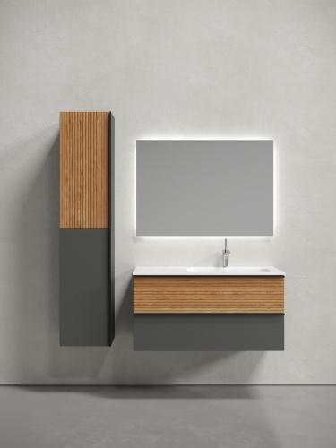 Тумба под раковину Sancos DELTA DL100RGR 100х45х50 подвесная цвет дуб красный/графит - фото 2