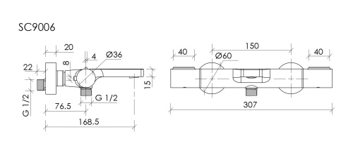 Смеситель для ванны и душа Sancos Etna SC9006MB настенный черный с термостатом - фото 3