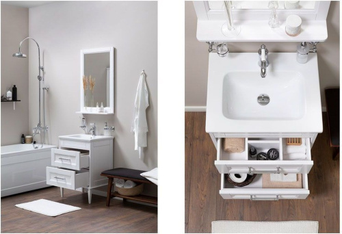 Раковина из литьевого мрамора Aquanet Бостон НФ-00017870 61х47 полувстраиваемая цвет белый 1 отверстие под смеситель - фото 4