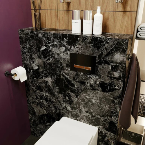 Клавиша смыва механическая Lavinia Boho RelFix 38050702 цвет черный глянцевый/темное дерево - фото 4